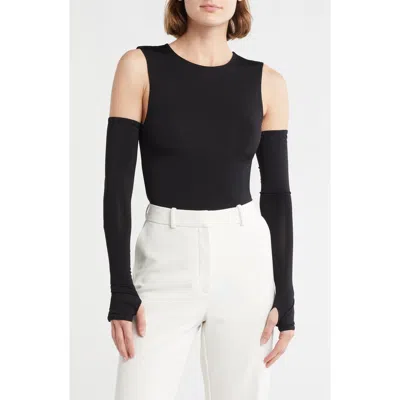 Alice And Olivia Alice + Olivia Olea Sculpting Cold Shoulder Bodysuit In Black
