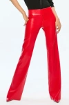 Alice And Olivia Vegan Leather Bootcut Pant In Perfect Ruby In Bright Ruby