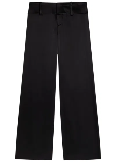 Alice And Olivia Alice + Olivia Olivia Wide-leg Satin Trousers In Black