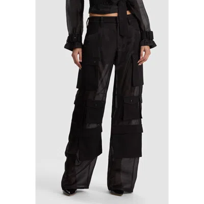 Alice And Olivia Olympia Mid Rise Sheer Pants In Black