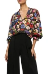 Alice And Olivia Onica Collared Blouse In Timeless Blossom