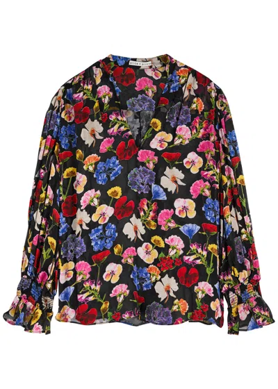 ALICE AND OLIVIA ALICE + OLIVIA ONICA FLORAL-DEVORÉ CHIFFON BLOUSE