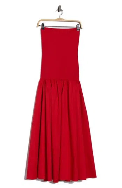 Alice And Olivia Alice + Olivia Oriana Strapless Mixed Media Maxi Dress In Red