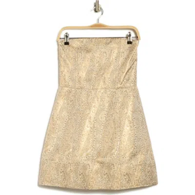 Alice And Olivia Alice + Olivia Paige Paisley Jacquard Strapless Minidress In Gold