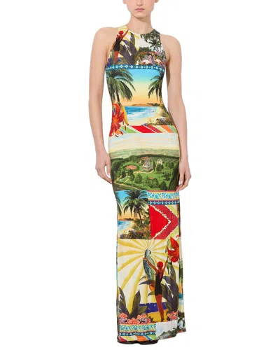 Alice And Olivia Pania Racer Neck Maxi Dress Island Dreams In Multi