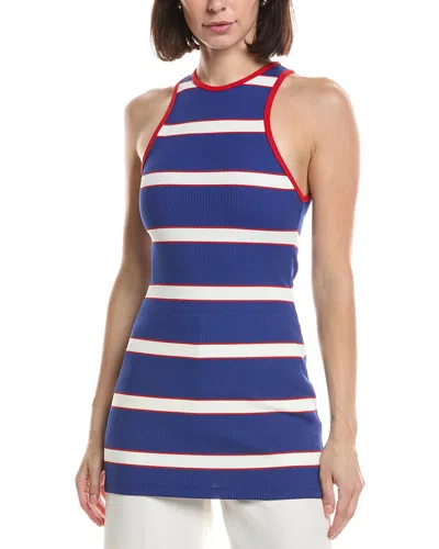 Alice And Olivia Alice + Olivia Pania Racerback Rib Long Tank In Blue