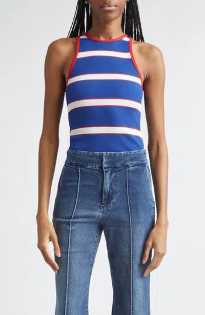 Alice And Olivia Alice + Olivia Pania Stripe Rib Racerback Tank In White