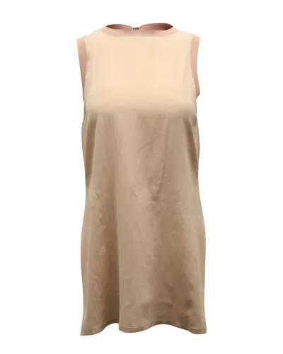 Alice And Olivia Alice + Olivia Patsy Side Slit Tunic Tank Top In Nude Silk In Brown