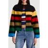 Alice And Olivia Striped Collared Sweater Jacket In Black