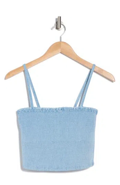 Alice And Olivia Alice + Olivia Penelope Smocked Denim Camisole In Leona Light Blue