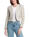 Alice And Olivia Peyton Cropped Metallic Cotton-blend Tweed Jacket In Gray