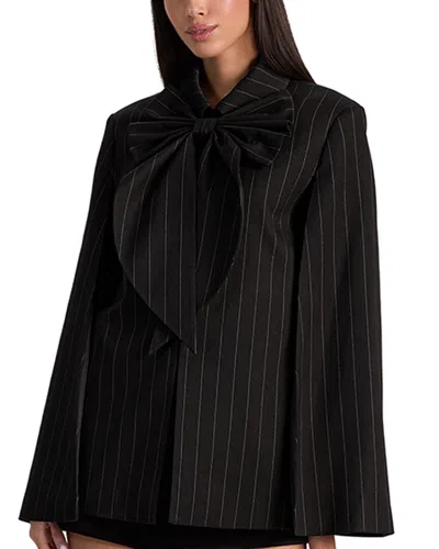 Alice And Olivia Alice + Olivia Philippa Draped Bow Cropped Wool-blend Cape In Black