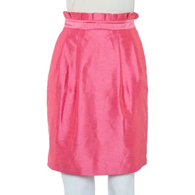 Alice And Olivia Alice + Olivia Pink Synthetic Paper Bag Waist Detail Mini Skirt