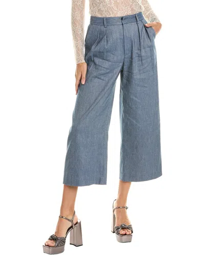 Alice And Olivia Alice + Olivia Pompey Linen-blend Gaucho In Grey