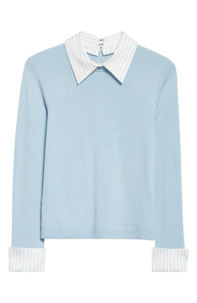 Alice And Olivia Alice + Olivia Porla Collar Stretch Wool Sweater In Blue