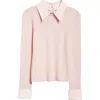 Alice And Olivia Alicia And Olivia Porla Collared Sweater In Shell Pink