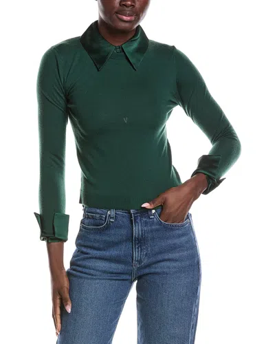 Alice And Olivia Alice + Olivia Porla Collared Sweater In Green
