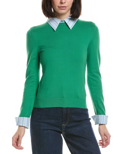 Alice And Olivia Alice + Olivia Porla Collared Sweater In Green