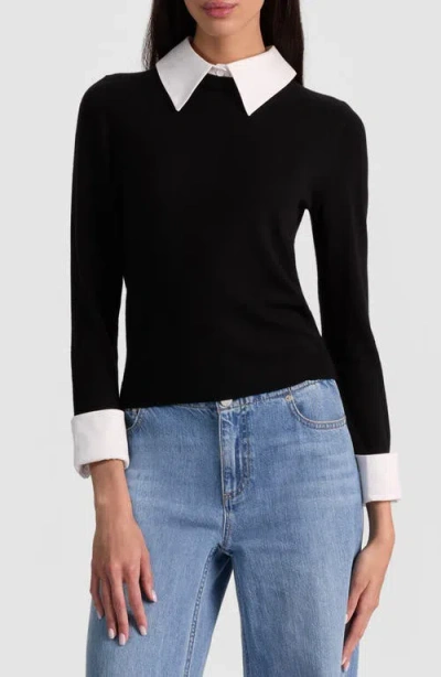 Alice And Olivia Alice + Olivia Porla Stretch-wool Jumper In Black