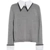 Alice And Olivia Porla Collared Sweater In Medium Heather Grey