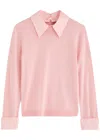 Alice And Olivia Alice + Olivia Porla Shirt-effect Stretch-wool Jumper In Pink