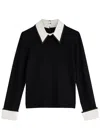 Alice And Olivia Stripe-trim Sweater In Black
