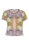 Alice And Olivia Day Dreamer Tess Crewneck Tee In Off White/oatmeal