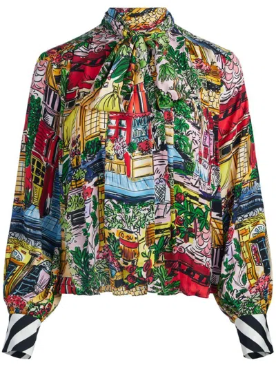 Alice And Olivia Alice + Olivia Printed Blouse