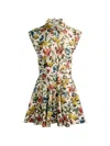 Alice And Olivia Kim Paneled Corset Flared Mini Shirt Dress Desert Springs Vanilla In Transparent