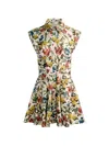 Alice And Olivia Kim Paneled Corset Flared Mini Shirt Dress Desert Springs Vanilla In Transparent