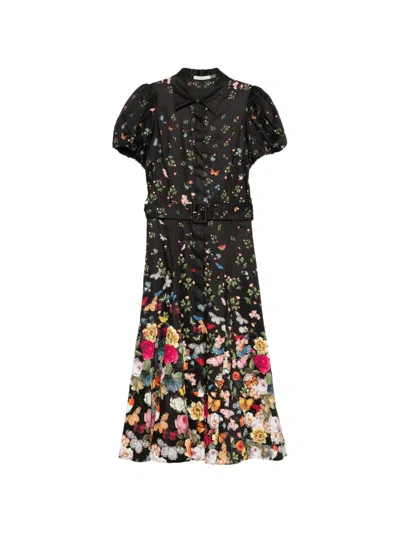 Alice And Olivia Alice+olivia Printed Midi Dress In Black