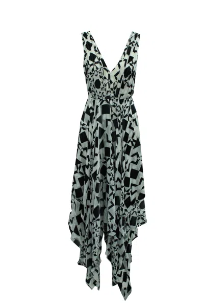 Alice And Olivia Alice + Olivia Printed V-neck Dress In Multicolor Rayon