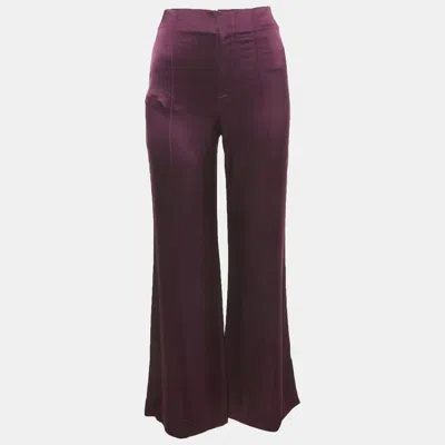 Alice And Olivia Alice + Olivia Purple Satin Wide Leg Trousers In Burgundy