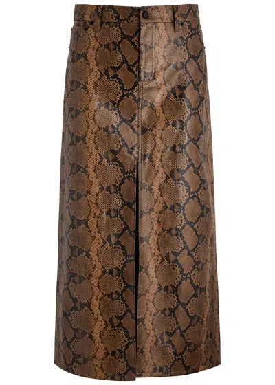 Alice And Olivia Alice + Olivia Snake Print Rye Maxi Skirt In Brown