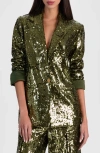 Alice And Olivia Quincy Sequin Blazer In Green