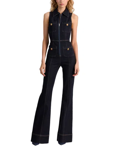 Alice And Olivia Alice + Olivia Rachel Sleeveless Denim Jumpsuit In Black