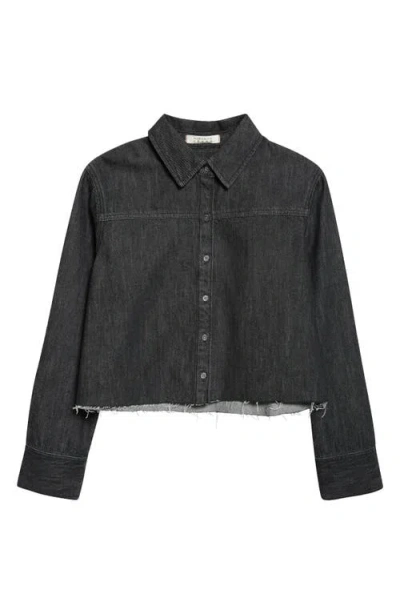 ALICE AND OLIVIA ALICE + OLIVIA RAW HEM DENIM BUTTON-UP SHIRT