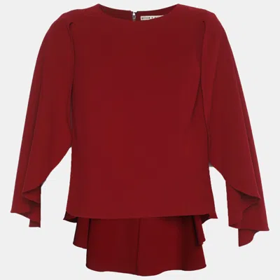 Alice And Olivia Alice + Olivia Red Crepe Babette Cropped Cape Top