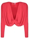 ALICE AND OLIVIA RED CROPPED TWIST BLOUSE ALICE + OLIVIA
