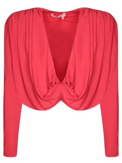 Alice And Olivia Red Cropped Twist Blouse Alice + Olivia