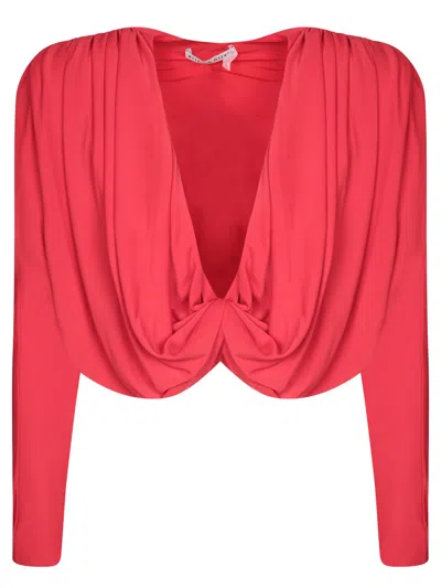 ALICE AND OLIVIA RED CROPPED TWIST BLOUSE