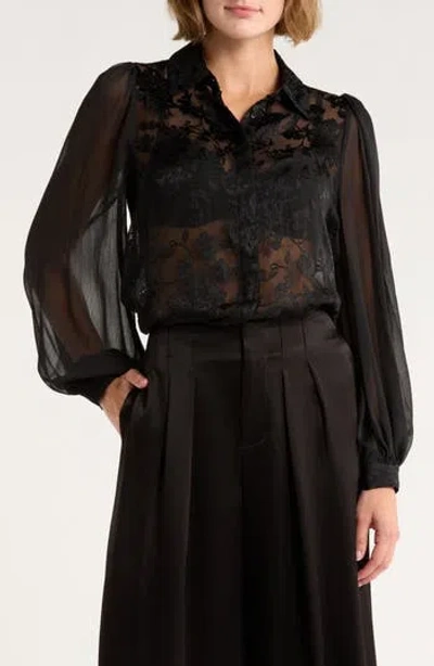 Alice And Olivia Alice + Olivia Roanne Blouson Sleeve Top In Gold