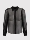 Alice And Olivia Roanne Sheer Blouson-sleeve Button-front Shirt