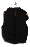 Alice And Olivia Alice + Olivia Robena Faux Shearling Puffer Vest With Removable Hood In Black
