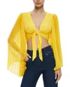 Alice And Olivia Rochelle Tie Front Pleated Crop Top