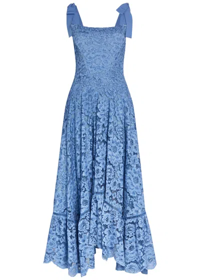 Alice And Olivia Rosalee Lace Bustier Maxi Dress In Blue