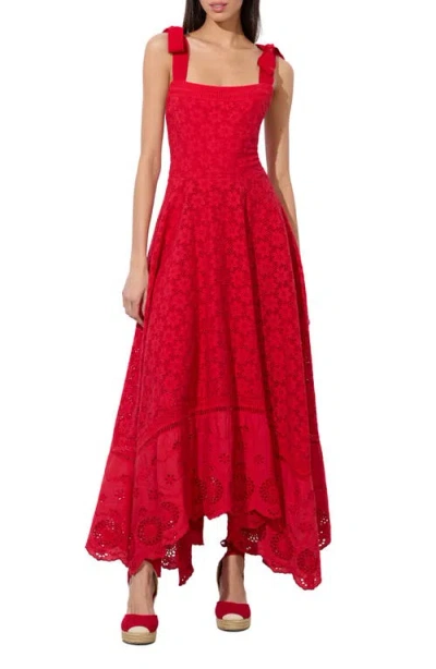 Alice And Olivia Alice + Olivia Rosalee Tie Strap Eyelet Cotton Sundress