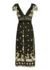 Alice And Olivia Alice + Olivia Rose Floral-print Crepe Midi Dress In Black