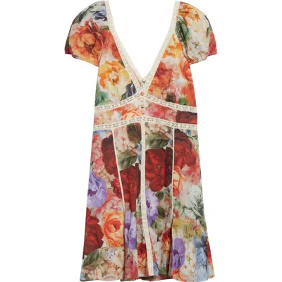 Alice And Olivia Alice + Olivia Rose Print Lace Minidress In Multi