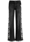 Alice And Olivia Roxie Embellished Straight-leg Jeans In Black